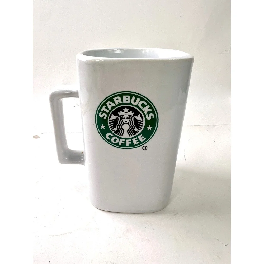 Starbucks | Dining | Vintage 207 Starbucks Coffee White Square Ceramic Mug  2oz Green Siren Logo | Poshmark